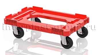 Тележка пластиковая с отверстием без тормозов усиленная красная в Качканаре