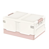 Ящик пластиковый складной белый, дно розовое, 480х360х240 мм в Качканаре Ящик пластиковый складной белый, дно розовое, 480х360х240 мм в Качканаре