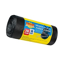 Мешки для мусора 240 л, черные, в рулоне 10 шт., ПНД 40 мкм, 1250х1000 мм, Крепак, 4607075710153 в Качканаре