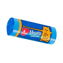 Мешки для мусора 20 л, синие, в рулоне 30 шт., ПНД, 8 мкм, 500х400 мм, Comfort, М0017 (МН 20-30с) в Качканаре