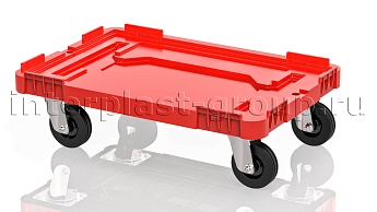Тележка пластиковая сплошная без тормозов красная в Качканаре Тележка пластиковая сплошная без тормозов красная в Качканаре