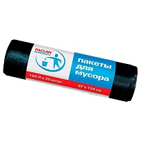 Мешки для мусора 160 л, черные, в рулоне 20 шт., ПВД, 30 мкм, 1200х870 мм, PACLAN Professional, 604082 в Качканаре