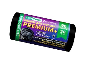 Мешки для мусора 90 л, черные, в рулоне 20 шт., ПВД, 40 мкм, 900х700 мм, PREMIUM+, 904120 в Качканаре