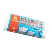 Мешки для мусора 30 л, белые, в рулоне 30 шт., ПНД, 5 мкм, 560х480 мм, Эконом, МЭ2585 (МНЭ 30-30б)