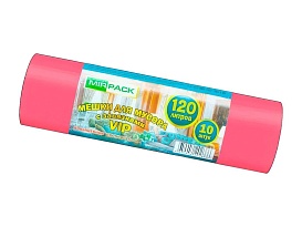 Мешки для мусора 120 л, с завязками, красные, в рулоне 10 шт., ПНД, 15 мкм, 800х750 мм, VIP, Z12010red в Качканаре