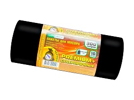 Мешки для мусора 300 л, черные, в рулоне 10 шт., ПВД 70 мкм, 1400х1000 мм, PREMIUM+, 30010160 в Качканаре