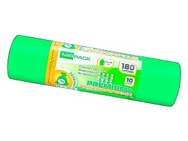 Мешки для мусора 180 л, ароматизированные, зеленые, в рулоне 10 шт., ПВД, 35 мкм, 1100х930 мм, PREMIUM+, 180105301 в Качканаре