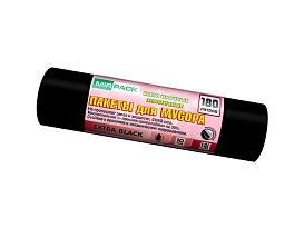 Мешки для мусора 180 л, ароматизированные, черные, в рулоне 10 шт., ПВД, 50 мкм, 1100х930 мм, EXTRA black, 18008301 в Качканаре