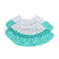 Бахилы бело-бирюзовые 1000 шт (500 пар), 48 мкм, двойная подошва, с одной резинкой, Эконом+ в Качканаре