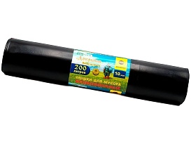 Мешки для мусора 200 л, ароматизированные, черные, в рулоне 10 шт., ПВД, 100 мкм, 1200х800 мм, Добрыня, Dob20010black в Качканаре