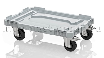 Тележка пластиковая сплошная 2 колеса с тормозом серая в Качканаре