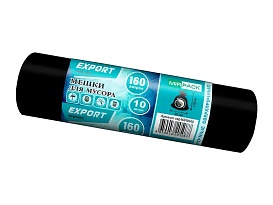 Мешки для мусора 160 л, ароматизированные, черные, в рулоне 10 шт., ПВД, 80 мкм, 1100х930 мм, EXPORT, exp16010142 в Качканаре