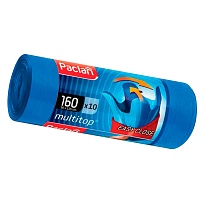 Мешки для мусора 160 л, с ушками, синие, в рулоне 10 шт., ПВД, 30 мкм, 1250х900 мм, PACLAN Multitop, 604064 в Качканаре