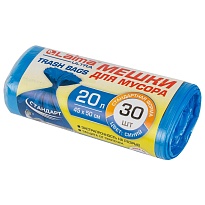 Мешки для мусора 20 л, синие, в рулоне 30 шт., ПНД, 8 мкм, 500х450 мм, LAIMA, 607682 в Качканаре