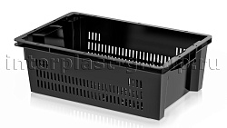 Ящик универсальный для овощей, фруктов и хлеба перфорированный черный