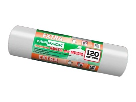 Мешки для мусора 120 л, белые, в рулоне 10 шт., ПНД, 14 мкм, 1100х700 мм, EXTRA, ex1201803 в Качканаре
