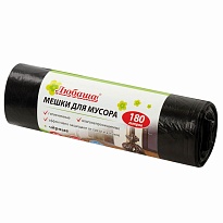 Мешки для мусора 180 л, черные, в рулоне 10 шт., ПВД, 24 мкм, 1060х800 мм, Любаша, 605336 в Качканаре Мешки для мусора 180 л, черные, в рулоне 10 шт., ПВД, 24 мкм, 1060х800 мм, Любаша, 605336 в Качканаре