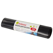 Мешки для мусора 240 л, черные, в рулоне 5 шт., ПВД 30 мкм, 1300х900 мм, Любаша, 605338 в Качканаре Мешки для мусора 240 л, черные, в рулоне 5 шт., ПВД 30 мкм, 1300х900 мм, Любаша, 605338 в Качканаре