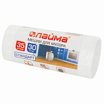 Мешки для мусора 35 л, белые, в рулоне 30 шт., ПНД, 6 мкм, 550х480 мм, LAIMA, 605538 в Качканаре