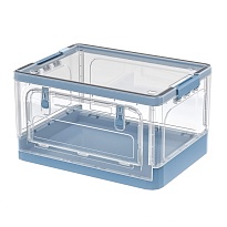 Ящик пластиковый складной прозрачный, дно синее, 490х360х280 мм, с колесиками в Качканаре Ящик пластиковый складной прозрачный, дно синее, 490х360х280 мм, с колесиками в Качканаре